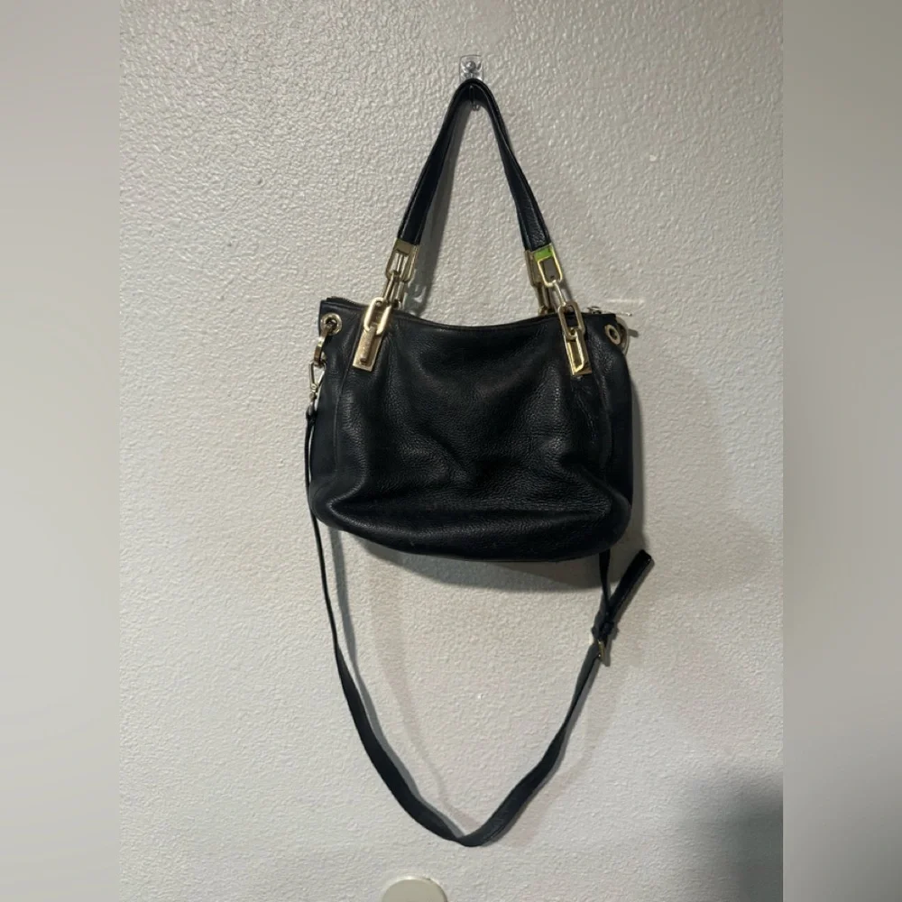Michael Kors Brooke Black crossbody Shoulder Bag with Gold Accents